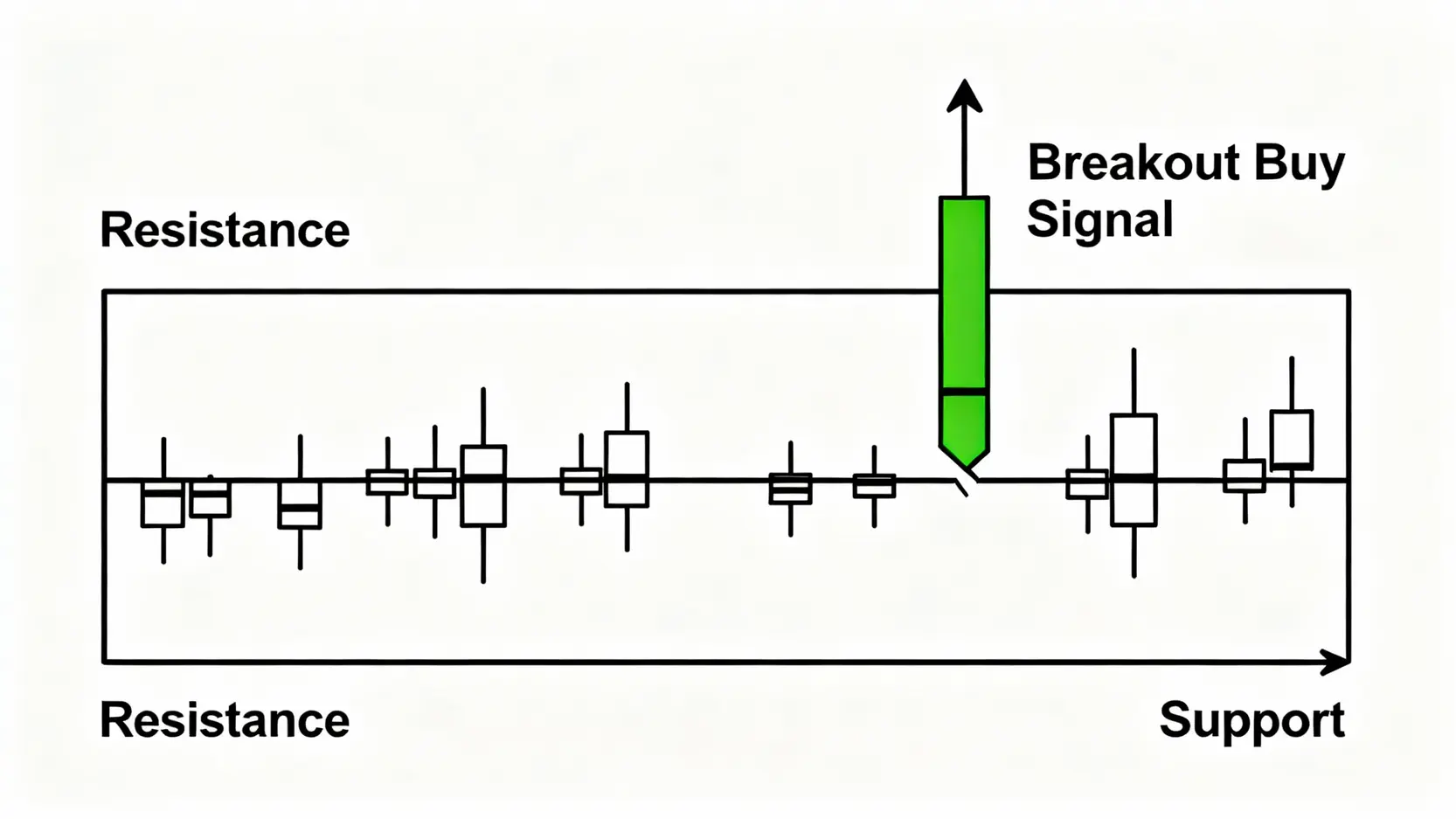 區間突破交易策略示意圖