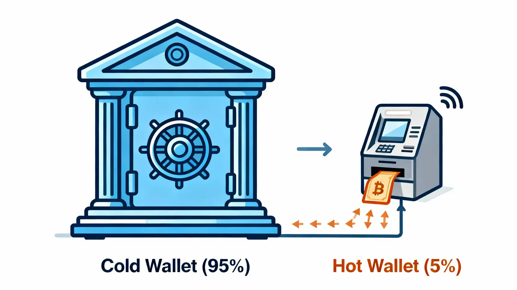 MEXC交易所冷錢包與熱錢包資金安全機制示意圖