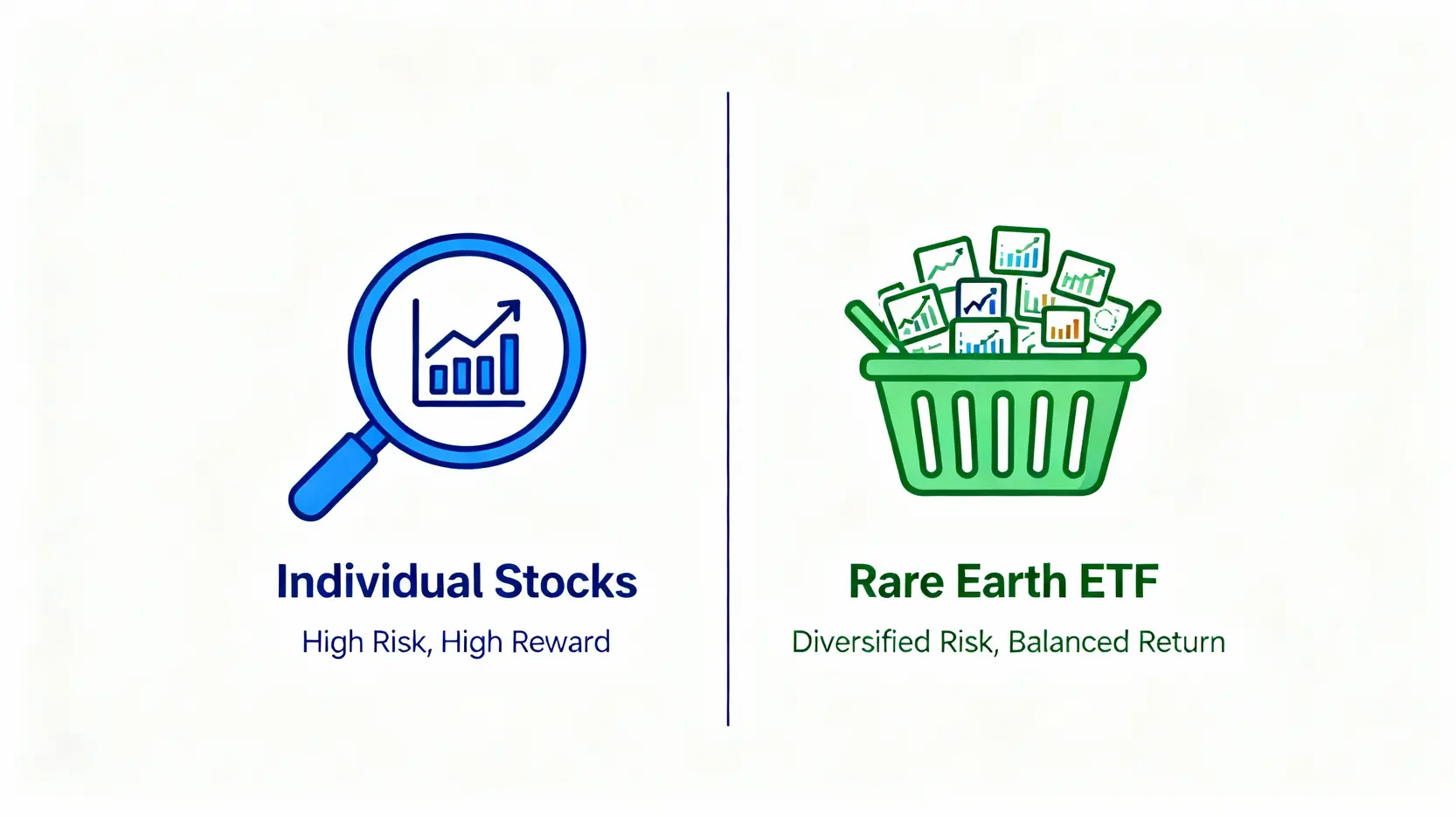 稀土投資方式對比：直接購買個股 vs. 投資稀土ETF。