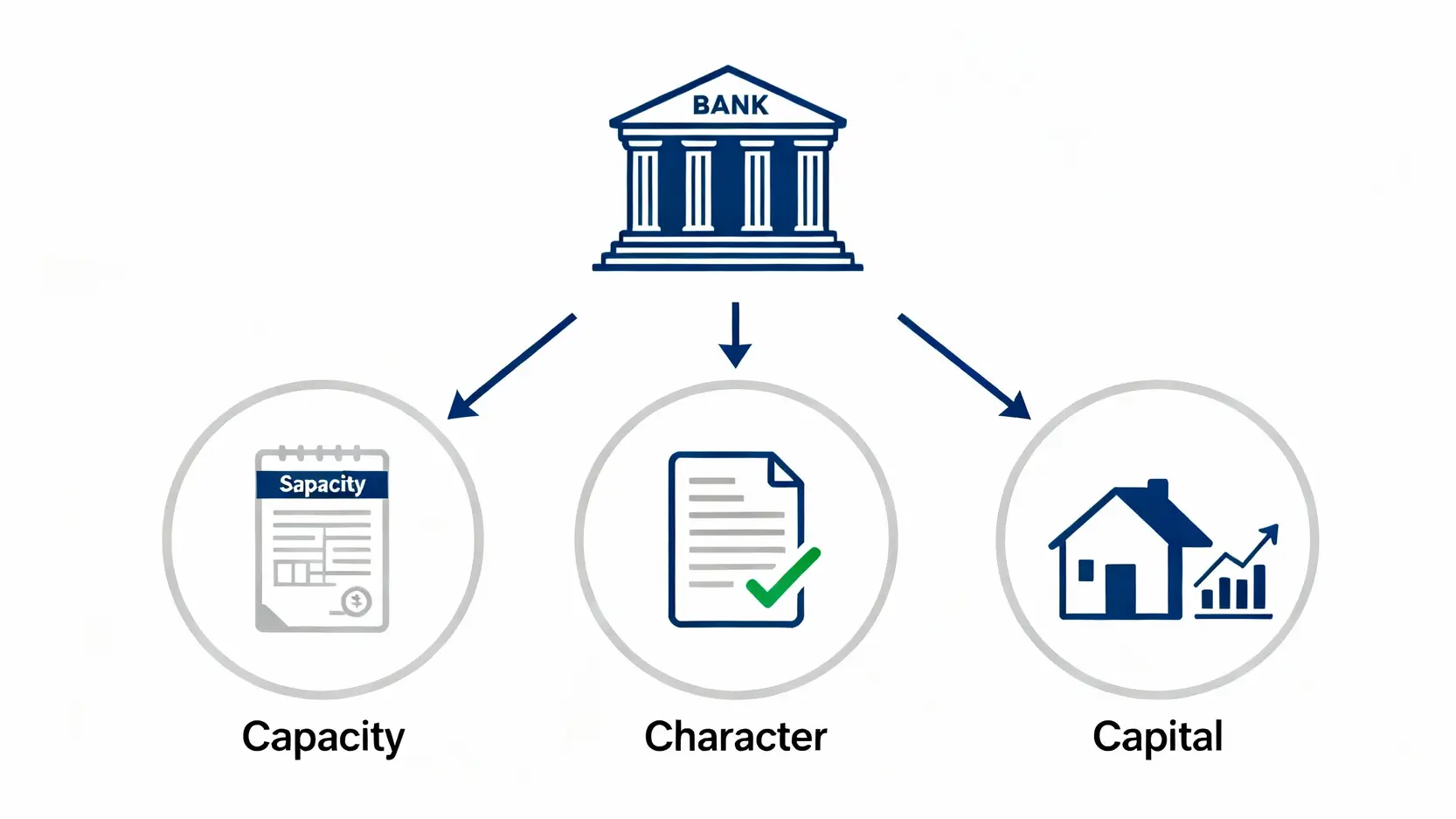 信用卡申請條件總整理:小白脫白辦卡流程與5張高過件率卡片推薦 銀行評估信用卡申請者的三大標準示意圖:還款能力、信用歷史與財力狀況。