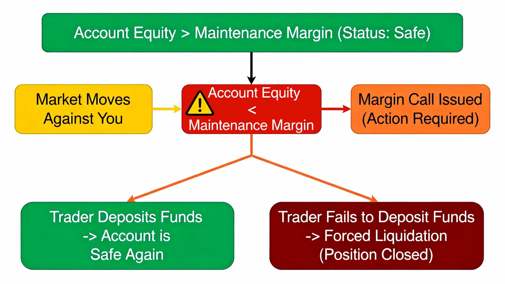 期貨保證金調整公告!3分鐘學會最新保證金查詢管道,免被追繳 期貨交易追繳保證金與斷頭風險流程圖。