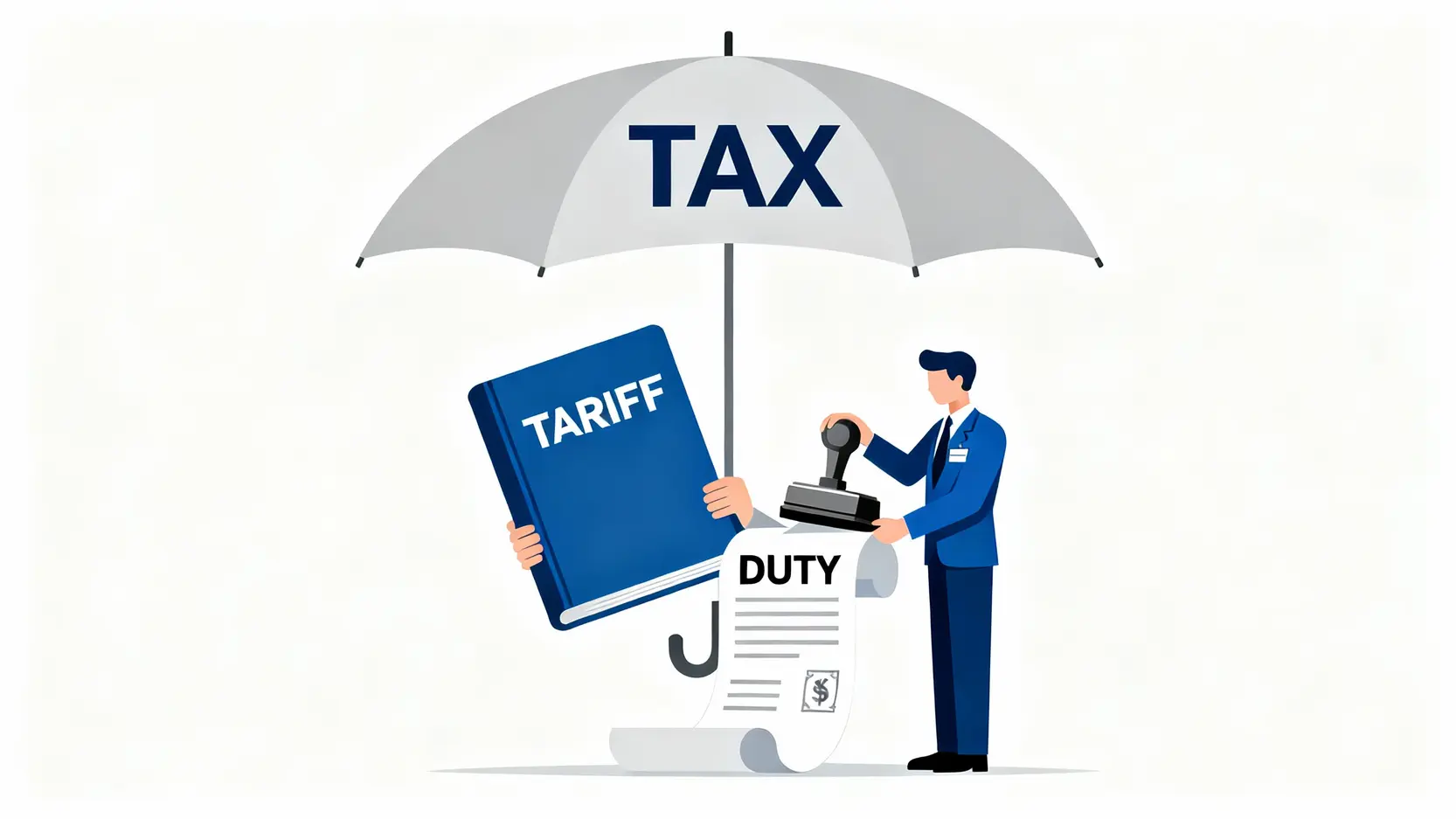 【關稅全攻略】進口稅是什麼?最新關稅計算與稅率查詢教學(附關稅英文) 一張圖解釋Tax、Tariff、與Duty的區別,顯示稅(Tax)是一個總稱,稅則(Tariff)是計算規則,而關稅(Duty)是最終繳納的金額。