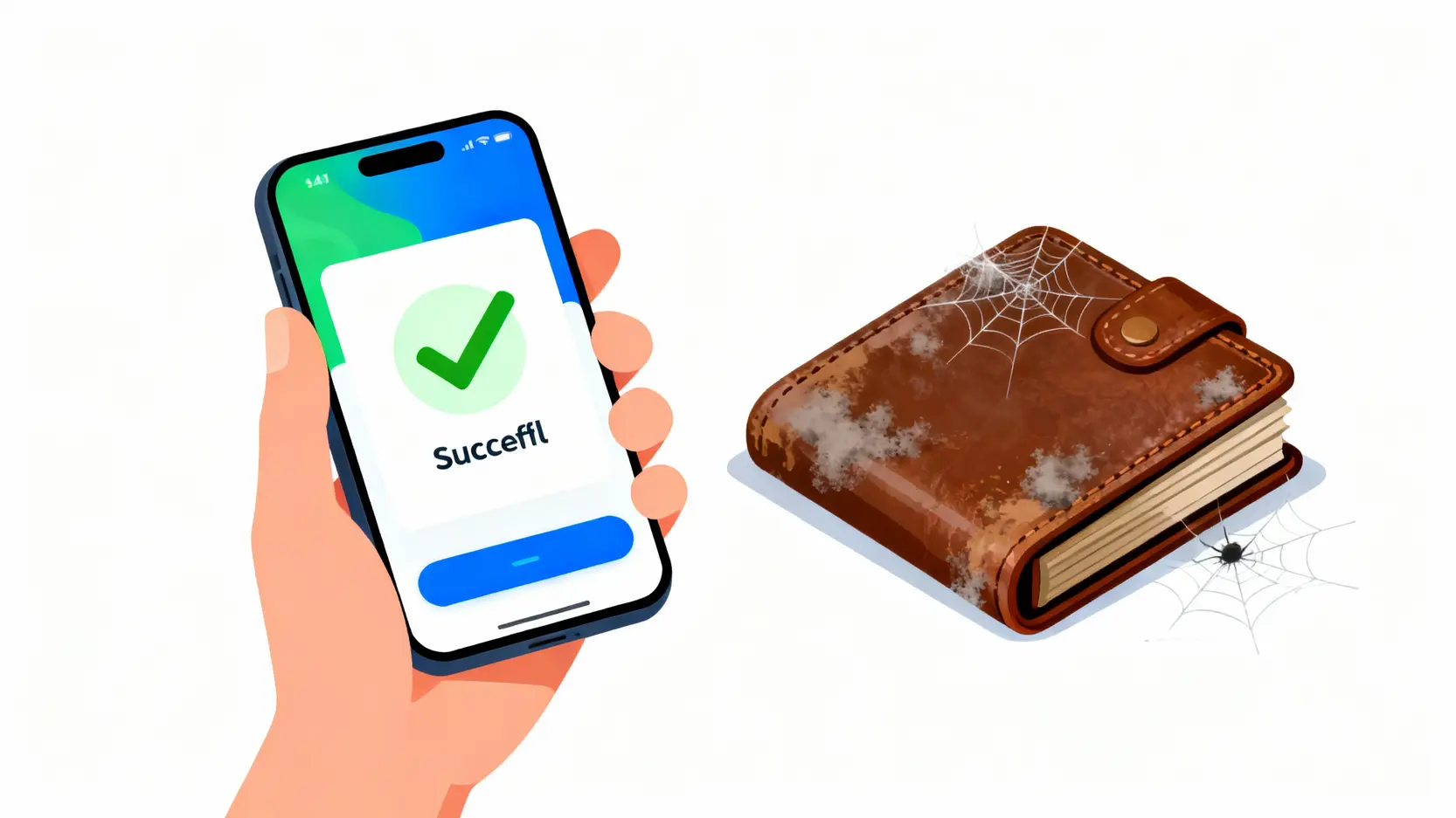 【行動支付比較】街口/LINE Pay/全支付/台灣Pay四大錢包優缺點,看懂通路與信用卡回饋 智慧手機行動支付取代傳統厚重錢包的示意圖