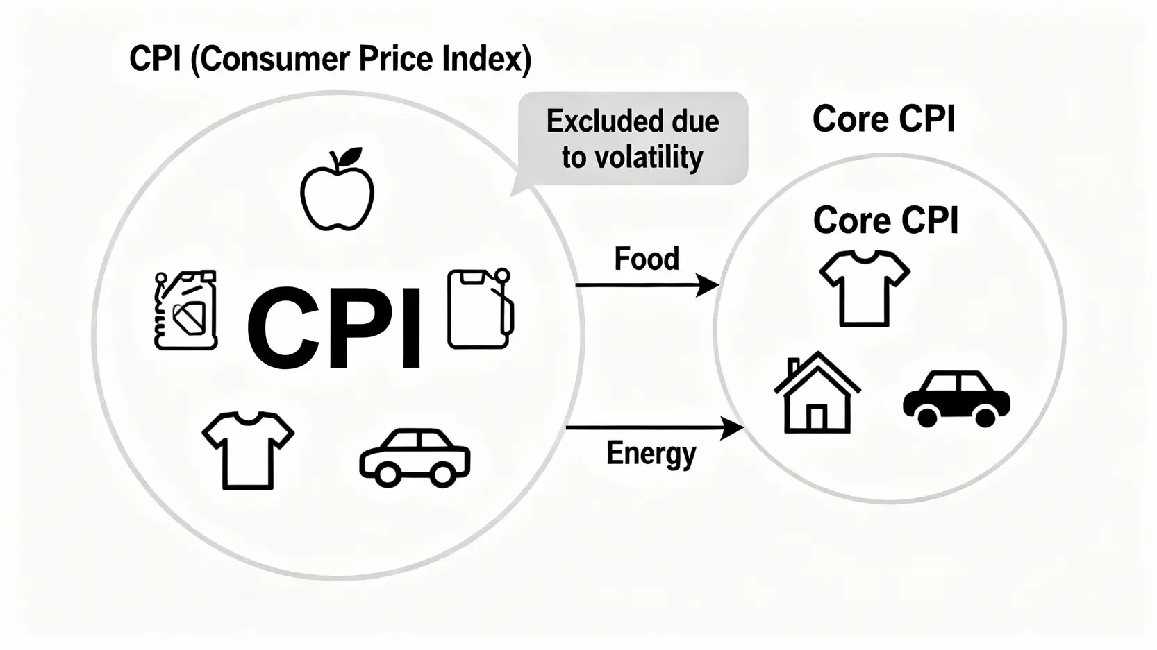 台灣通膨率查詢:秒懂CPI消費者物價指數,一次看懂對荷包的影響 CPI與核心CPI的差異圖,核心CPI排除了價格波動劇烈的食物與能源項目。