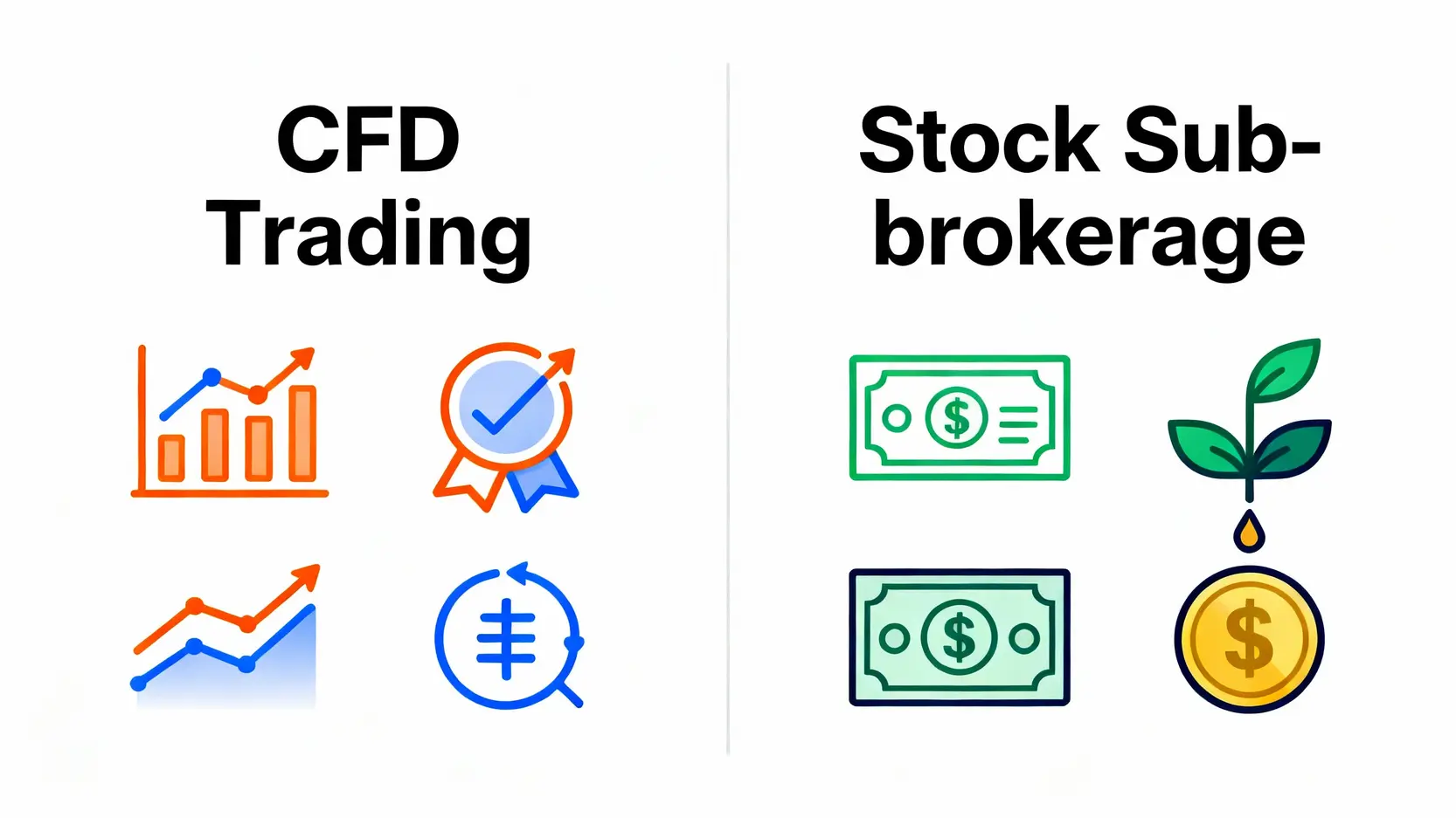 【2026 CFD平台推薦】7大差價合約交易平台完整比較(手續費/監管/安全性) CFD交易與股票複委託的比較圖,分析兩者在交易策略與投資目標上的不同。