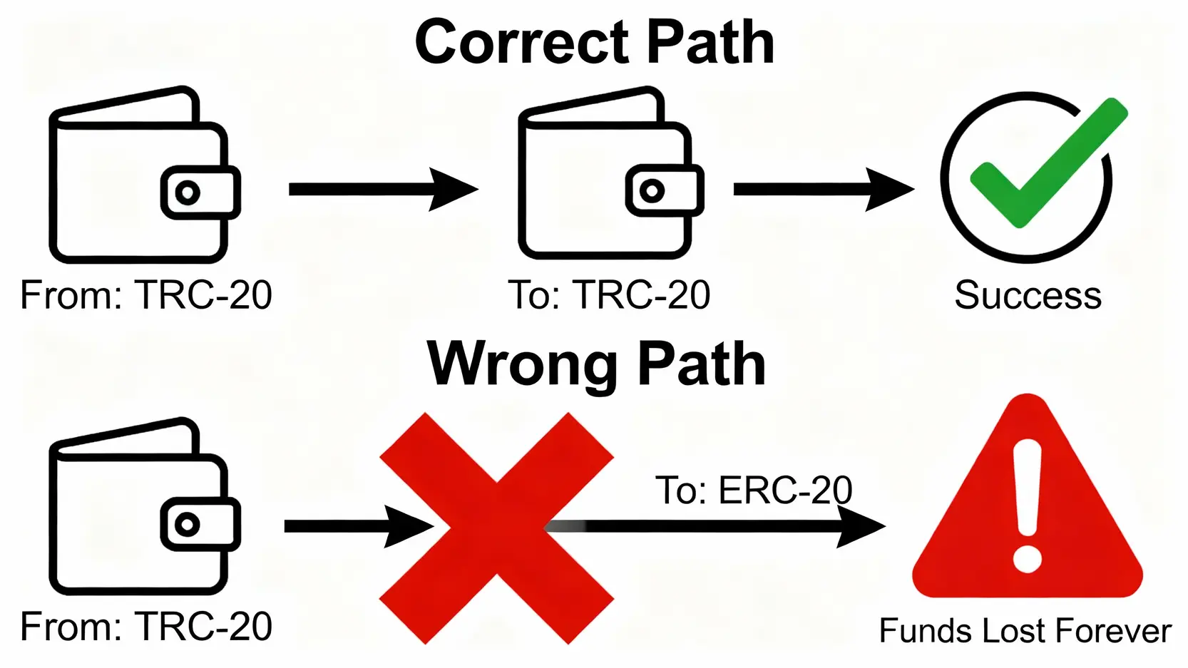 入金意思是什麼?一篇搞懂入金、出金差異與各大平台操作流程 一張加密貨幣鏈上入金的流程圖,警告用戶轉帳時的區塊鏈網路必須一致,否則資產將會永久遺失。
