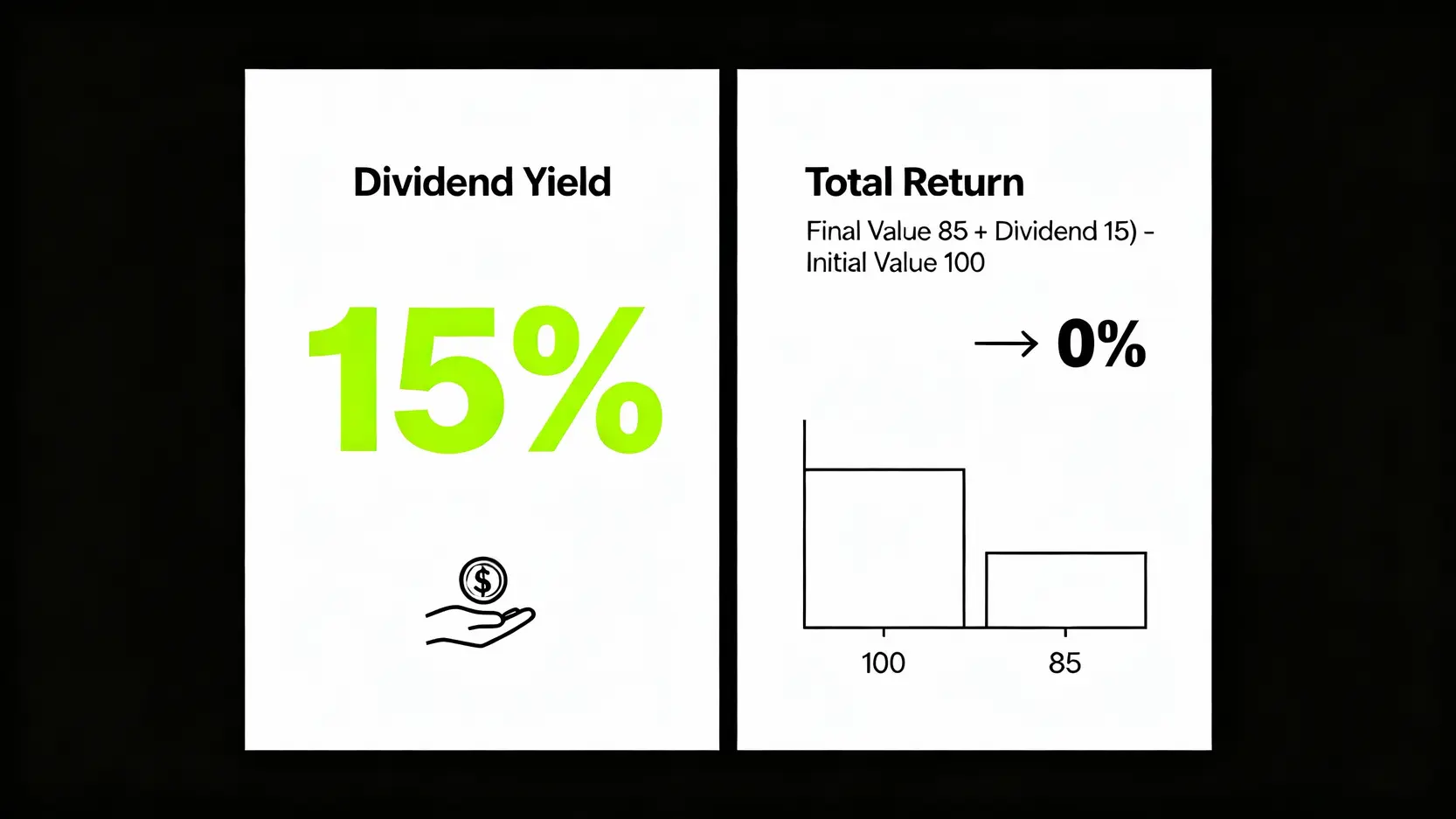 安聯收益成長基金南非幣配息好嗎?投資前必懂的5大風險與避險策略 總報酬率與配息率的差異圖,解釋了即使有高配息,若淨值下跌,總報酬也可能為零。