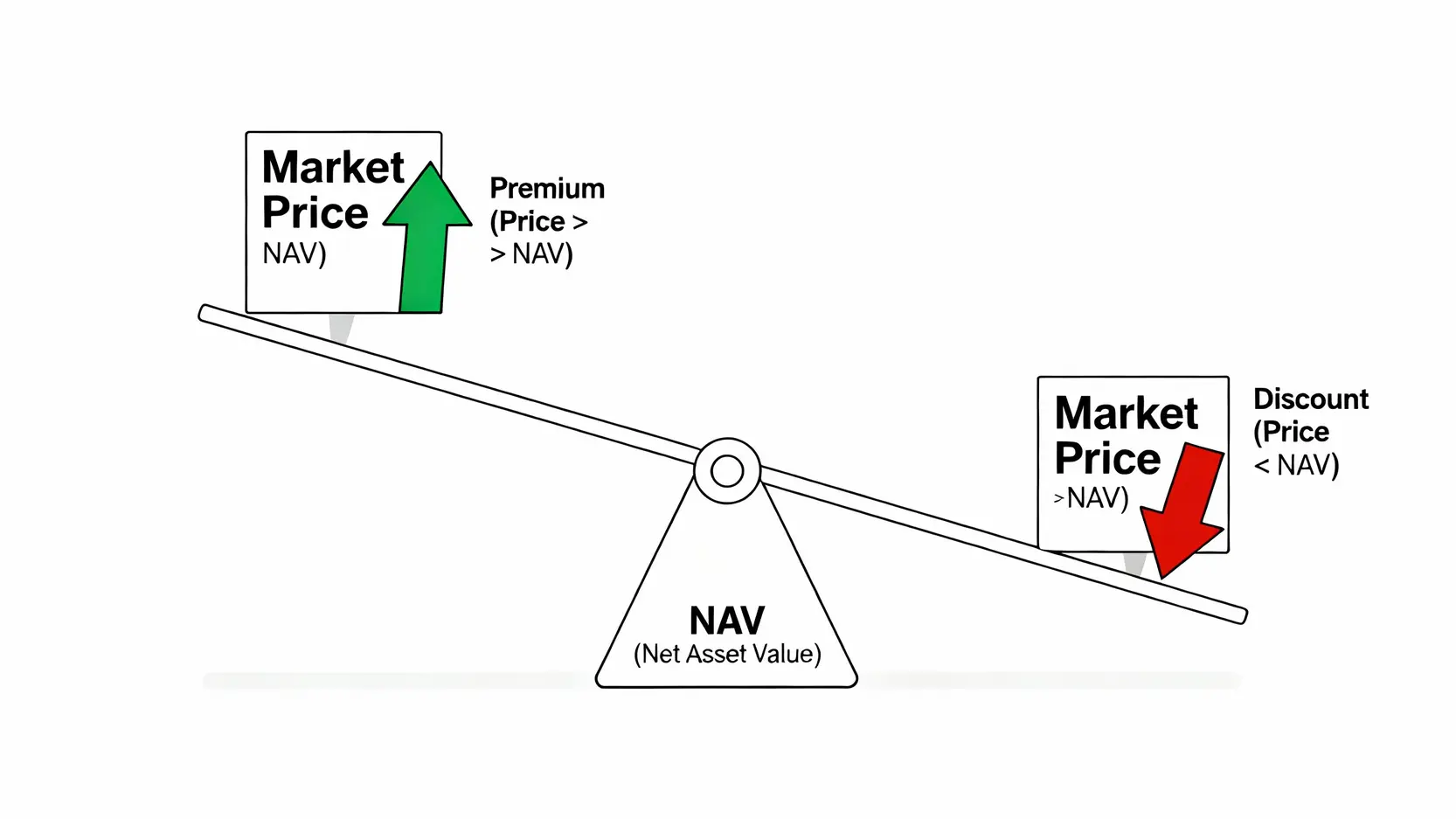 ETF風險等級怎麼看?一篇搞懂RR1到RR5,聰明避開高風險ETF地雷 圖解ETF的折價與溢價,顯示市價與淨值之間的關係,當市價高於淨值為溢價,低於淨值為折價。