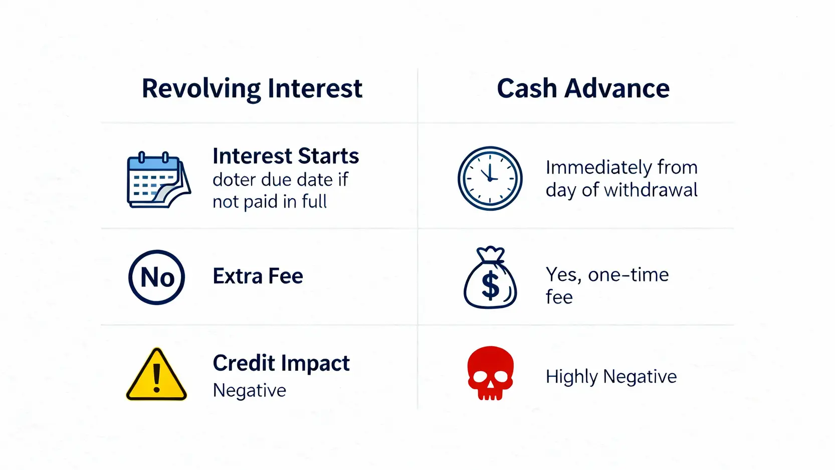 【循環利息完整指南】信用卡循環利息是什麼?一篇搞懂計算、預借現金與避坑方法 信用卡循環利息與預借現金的比較圖
