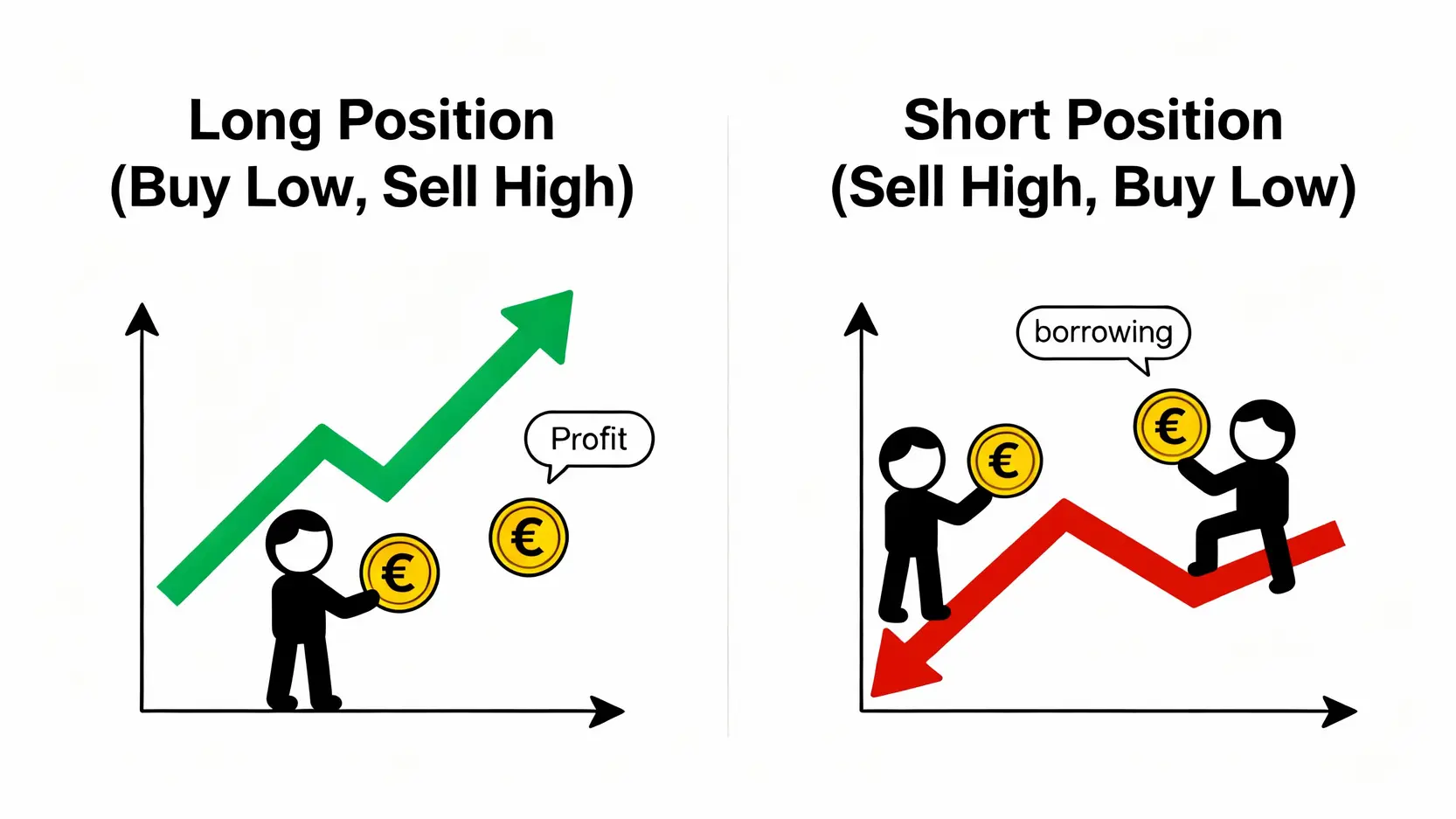 外匯做空教學:從入門到實踐做空美元、人民幣獲利策略 做多與做空原理對比圖,顯示做多是先買後賣賺取上漲利潤,做空是先賣後買賺取下跌價差。