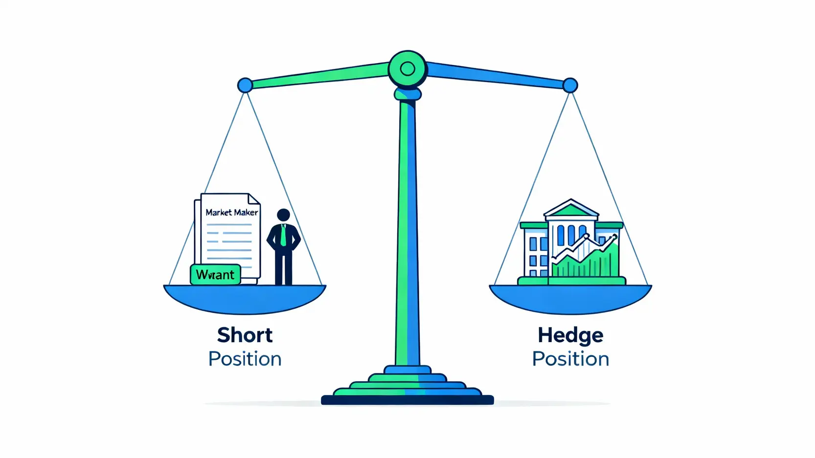 權證造市的秘密:為何你的權證沒人理?揭秘造市商不報價的5個時機! 權證造市商Delta避險機制示意圖,顯示造市商如何透過買入標的股票來平衡賣出權證的風險。