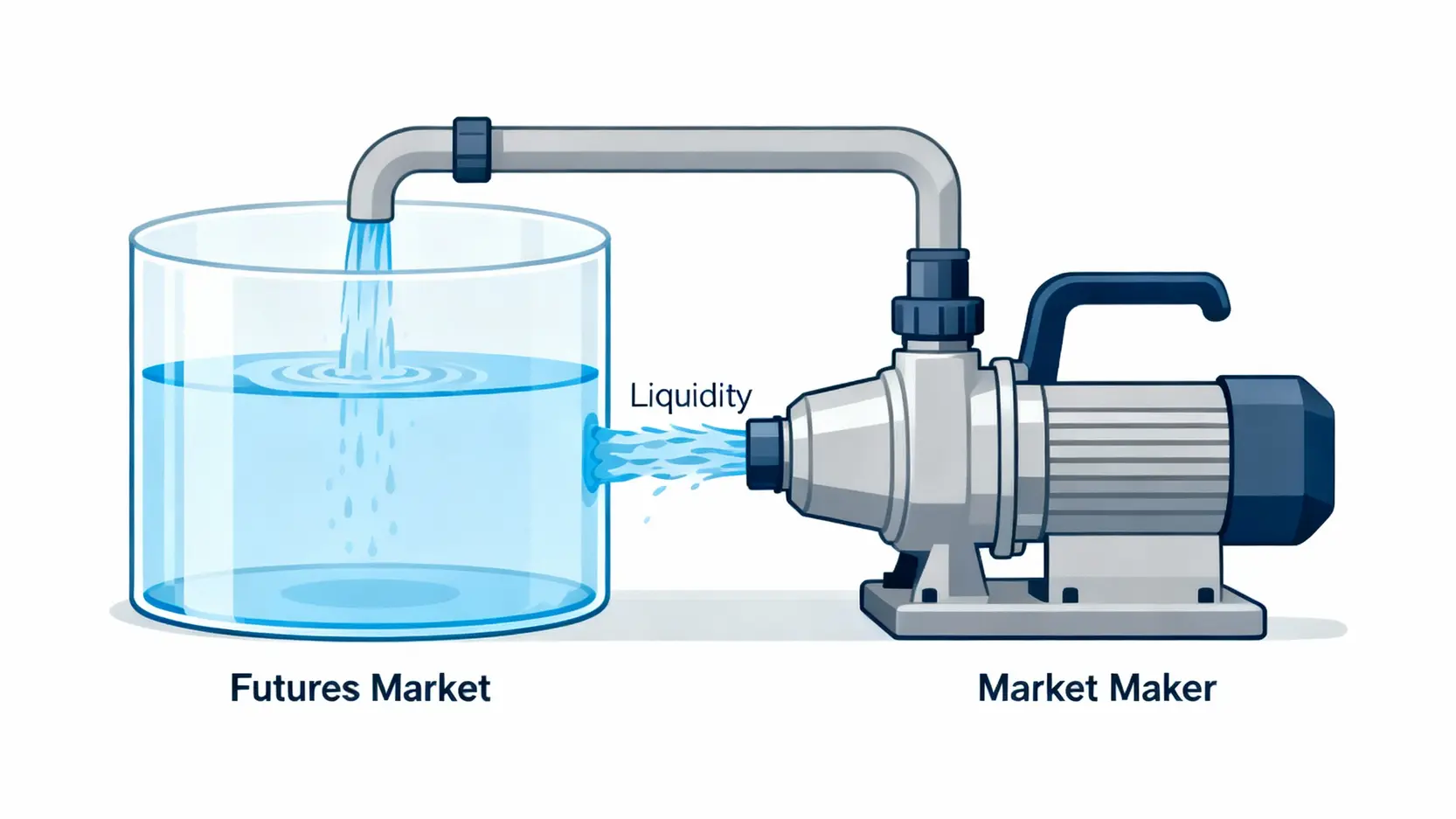 期貨造市者解密:從群益、凱基看懂造市獎勵與交易策略 期貨造市者作為市場流動性幫浦的概念圖。