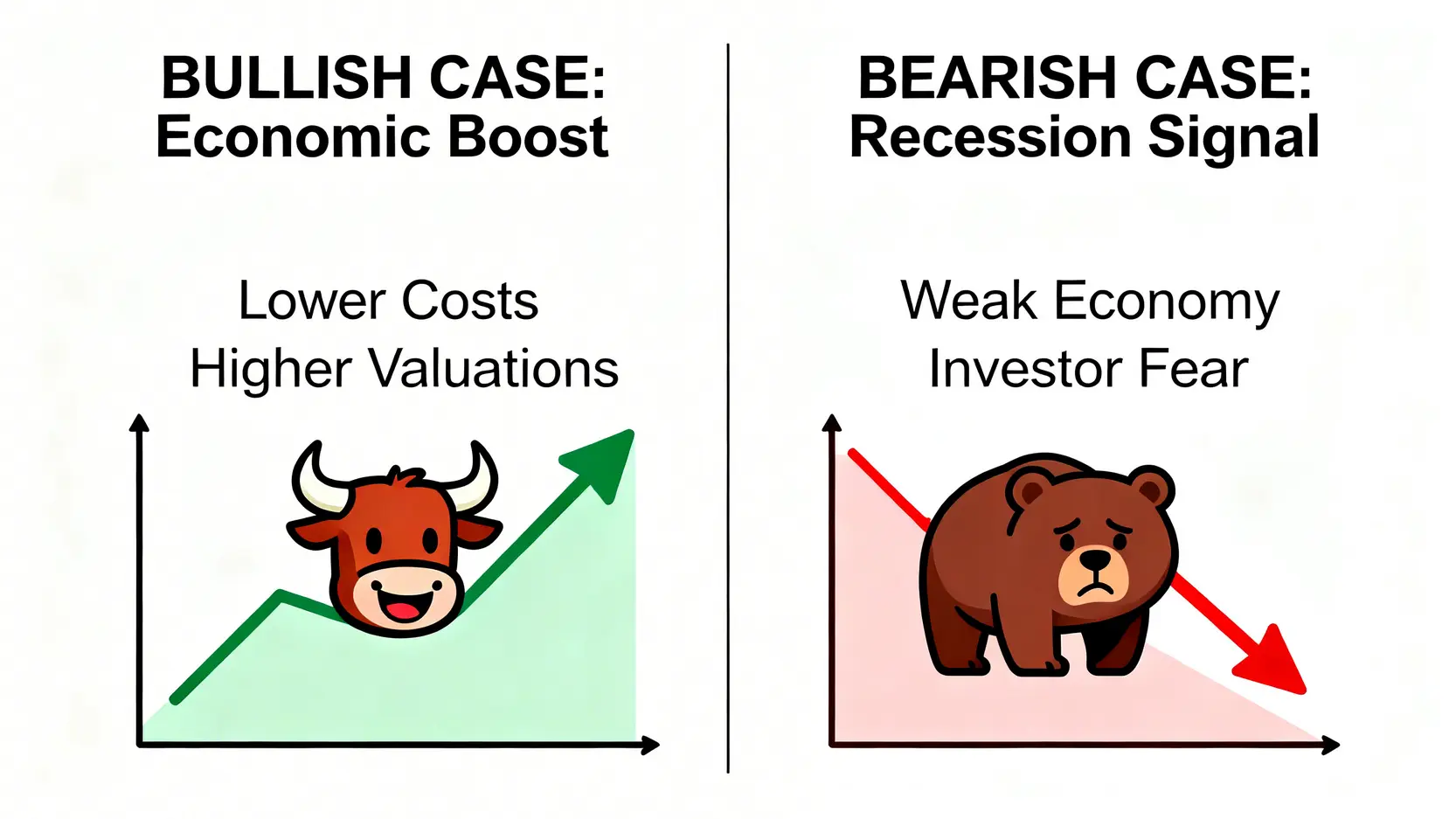 聯準會降息全解析:Fed降息時間、股市影響與5大投資策略 降息對股市的雙面刃效應,一面是刺激經濟的牛市催化劑,另一面是經濟衰退的警訊。
