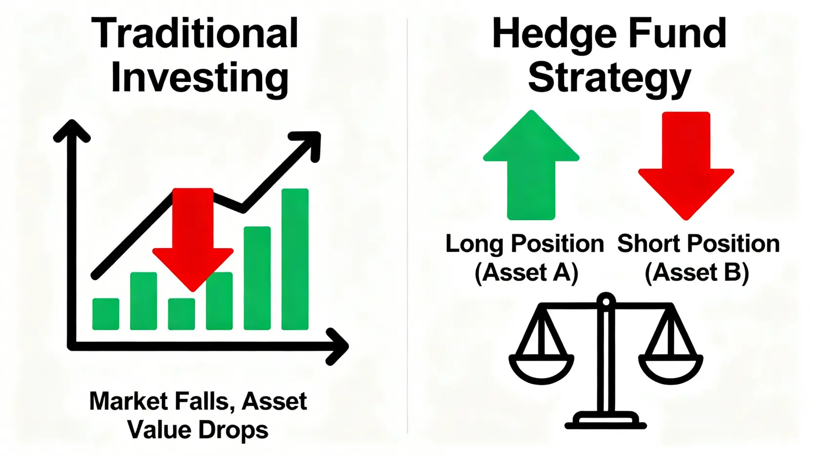 2026最新對沖基金排名:全球Top10美國對沖基金公司揭曉,台灣投資者如何佈局? 對沖基金多空策略與傳統投資對比圖