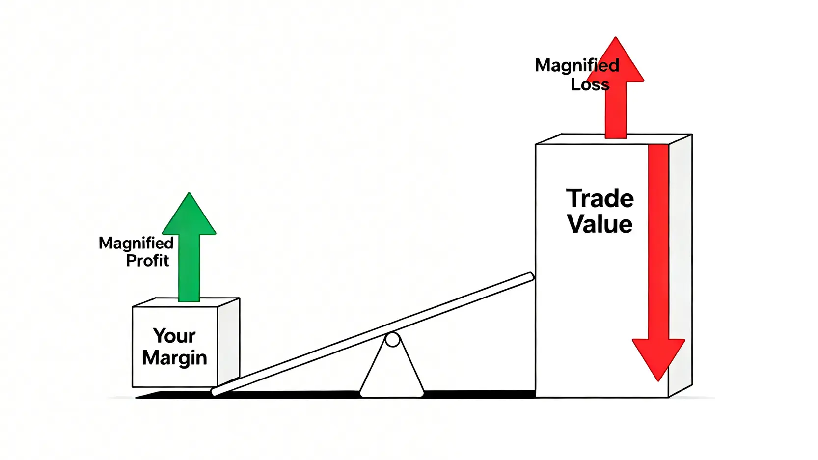 差價合約(CFD)是什麼?新手秒懂CFD交易、風險與券商全攻略 槓桿效應示意圖,一把雙面刃同時放大了潛在獲利與虧損