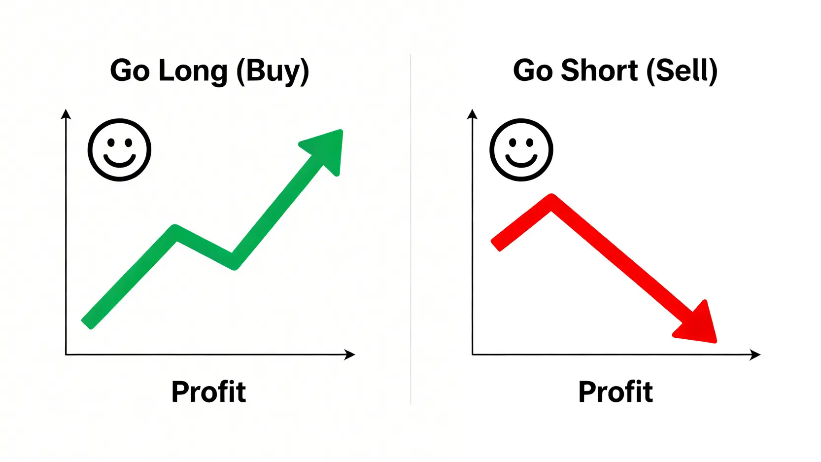 差價合約(CFD)是什麼?新手秒懂CFD交易、風險與券商全攻略 差價合約交易中做多與做空的對比圖,解釋兩種方向的獲利方式