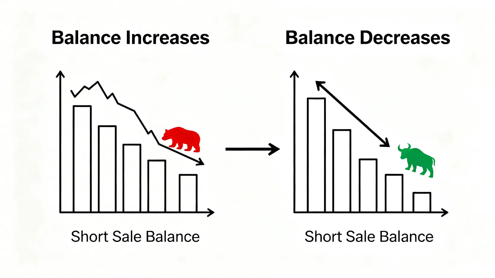 借券賣出是什麼?條件、費用、餘額查詢全攻略,看懂法人動向 借券賣出餘額增減所代表的市場多空訊號示意圖,餘額增加代表看空,餘額減少代表空方回補。