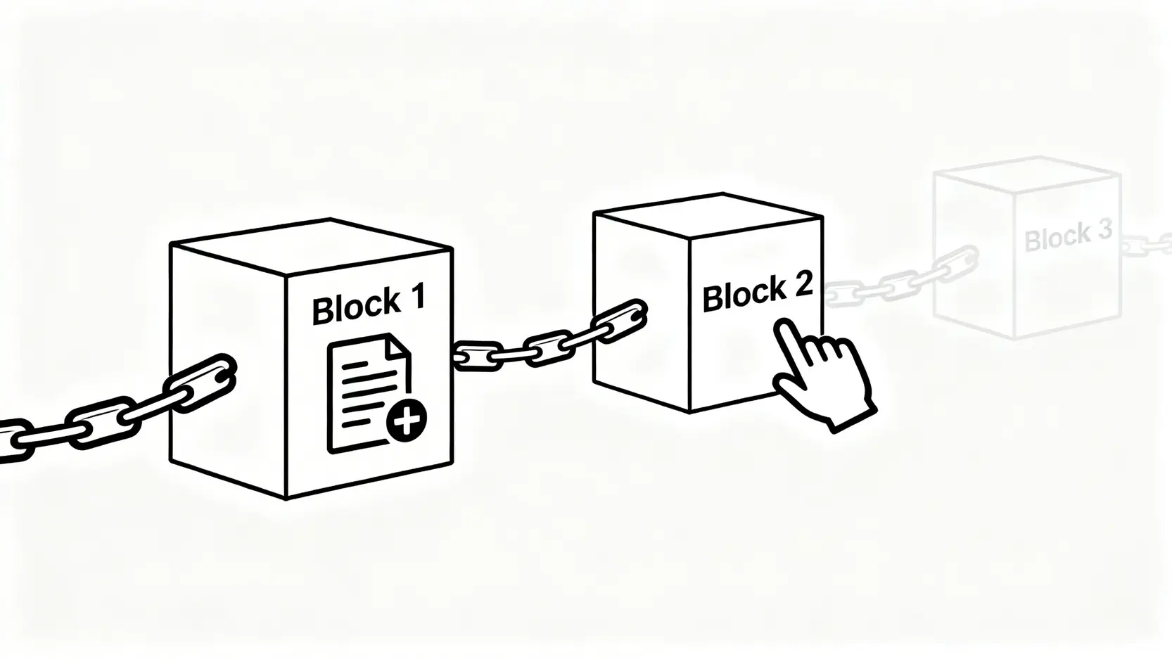 虛擬貨幣入門全攻略:加密貨幣是什麼?一篇搞懂常見種類與投資方式 區塊鏈技術示意圖,顯示多個區塊透過鏈條連接在一起,象徵交易紀錄的不可竄改性。