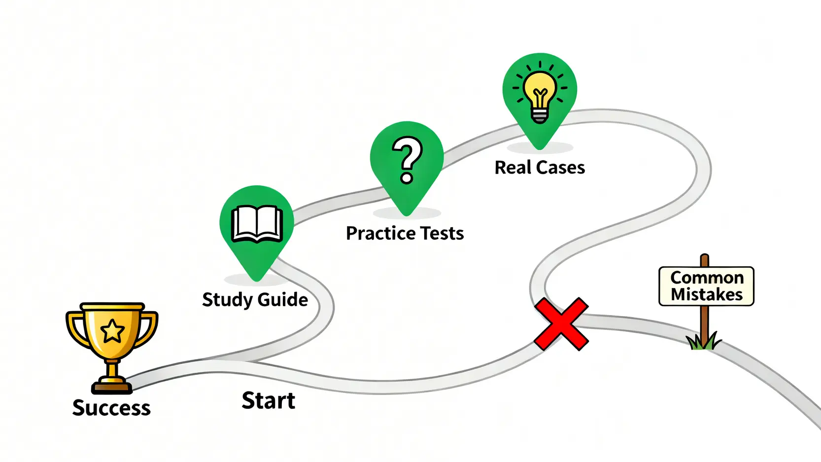【2026最新】洗錢防制證照有用嗎?一篇搞懂AML證照種類、考試價值與職涯出路 一張示意圖,展示考取洗錢防制證照的成功備考路徑與應避免的常見錯誤。
