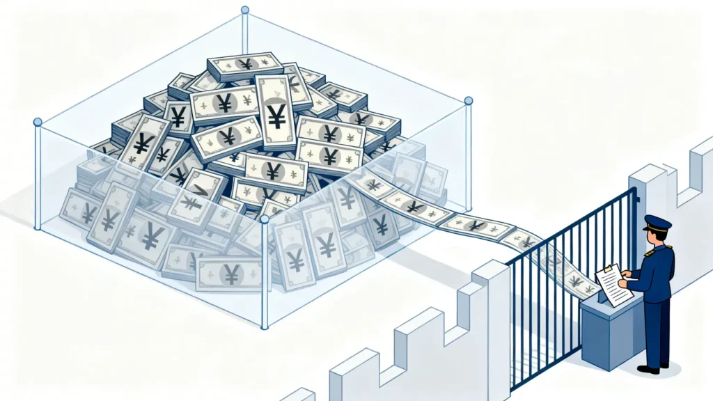 挖礦是什麼?一篇搞懂加密貨幣挖礦原理與意思【新手懶人包】 外匯管制概念圖,顯示人民幣資金流出時受到嚴格的官方關卡審核。