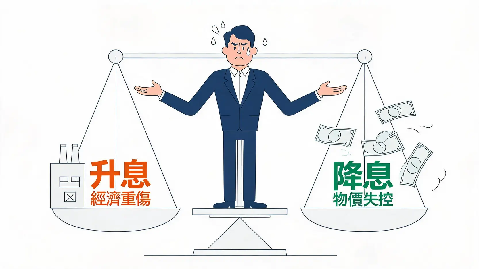 停滯性通膨是什麼?帶你認識比通膨更可怕的經濟噩夢與防禦策略 央行面對停滯性通膨的貨幣政策兩難:升息與降息的影響對比
