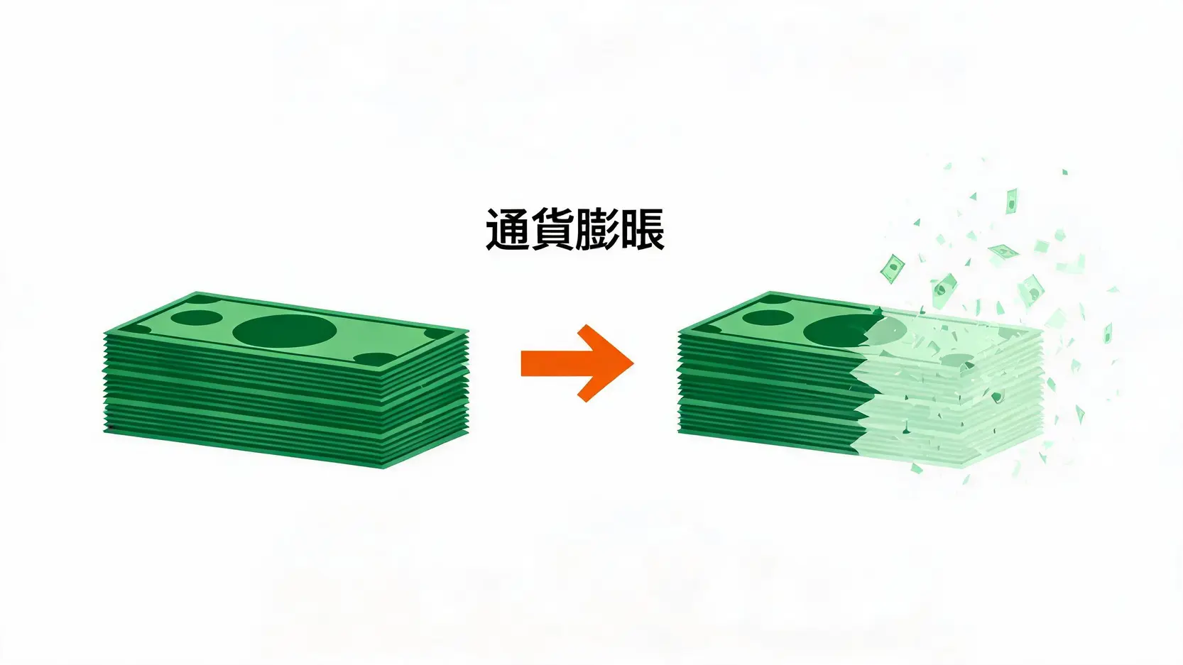 通貨膨脹侵蝕實質購買力概念圖