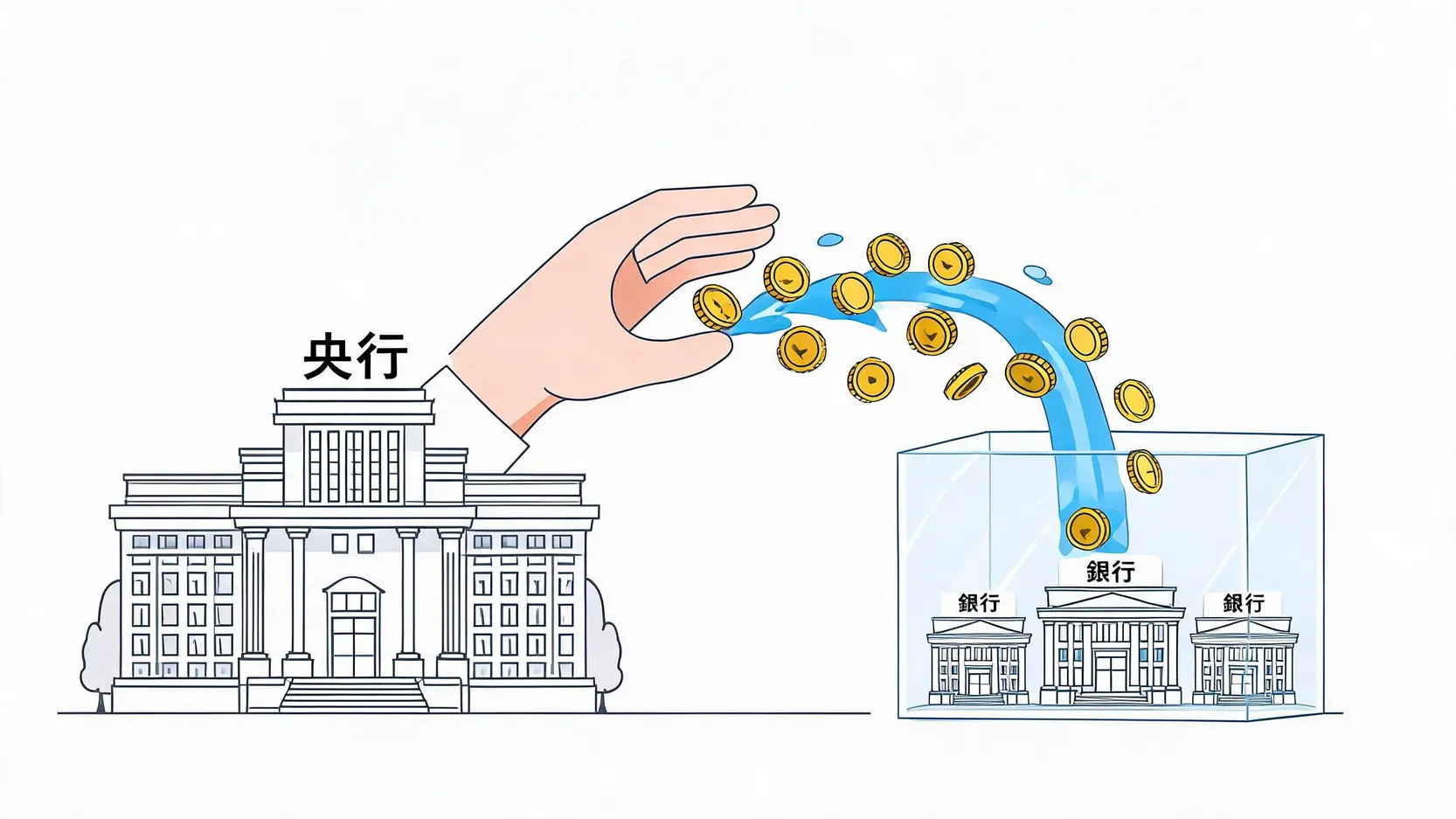 QE是什麼?一次搞懂量化寬鬆如何影響你的錢包和股市 一張圖解釋量化寬鬆:中央銀行向金融市場注入大量資金。