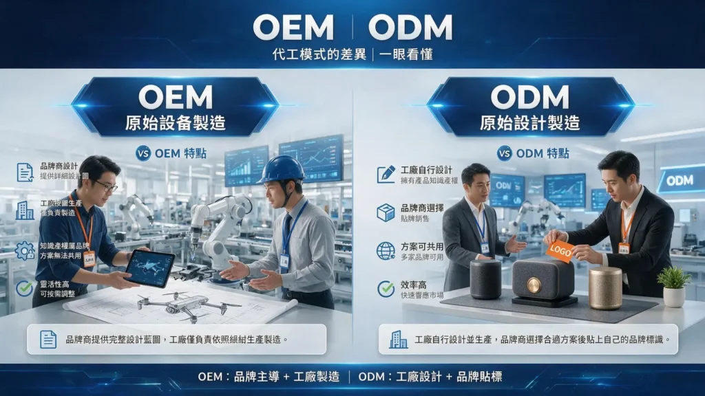 OEM ODM 差異是什麼?一張圖看懂代工模式,選對廠商不走冤枉路 OEM ODM 差異是什麼?一張圖看懂代工模式,選對廠商不走冤枉路