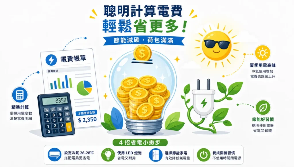 台電電費怎麼算?2026最新版計價方式、夏月電價、省電秘訣一篇搞懂 台電電費怎麼算?2026最新版計價方式、夏月電價、省電秘訣一篇搞懂